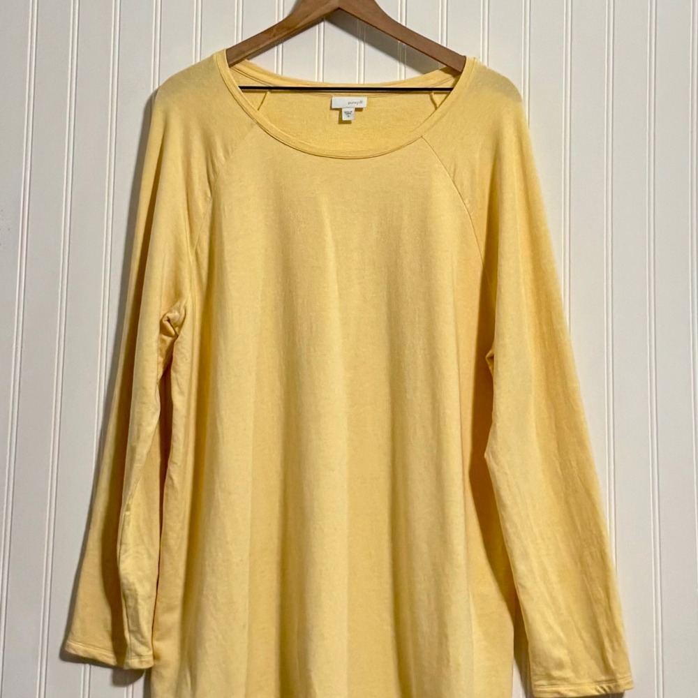 J. Jill Pure Jill Pima Cotton Modal Tunic Top XL Yellow Raglan Long Sleeve - Picture 2 of 10